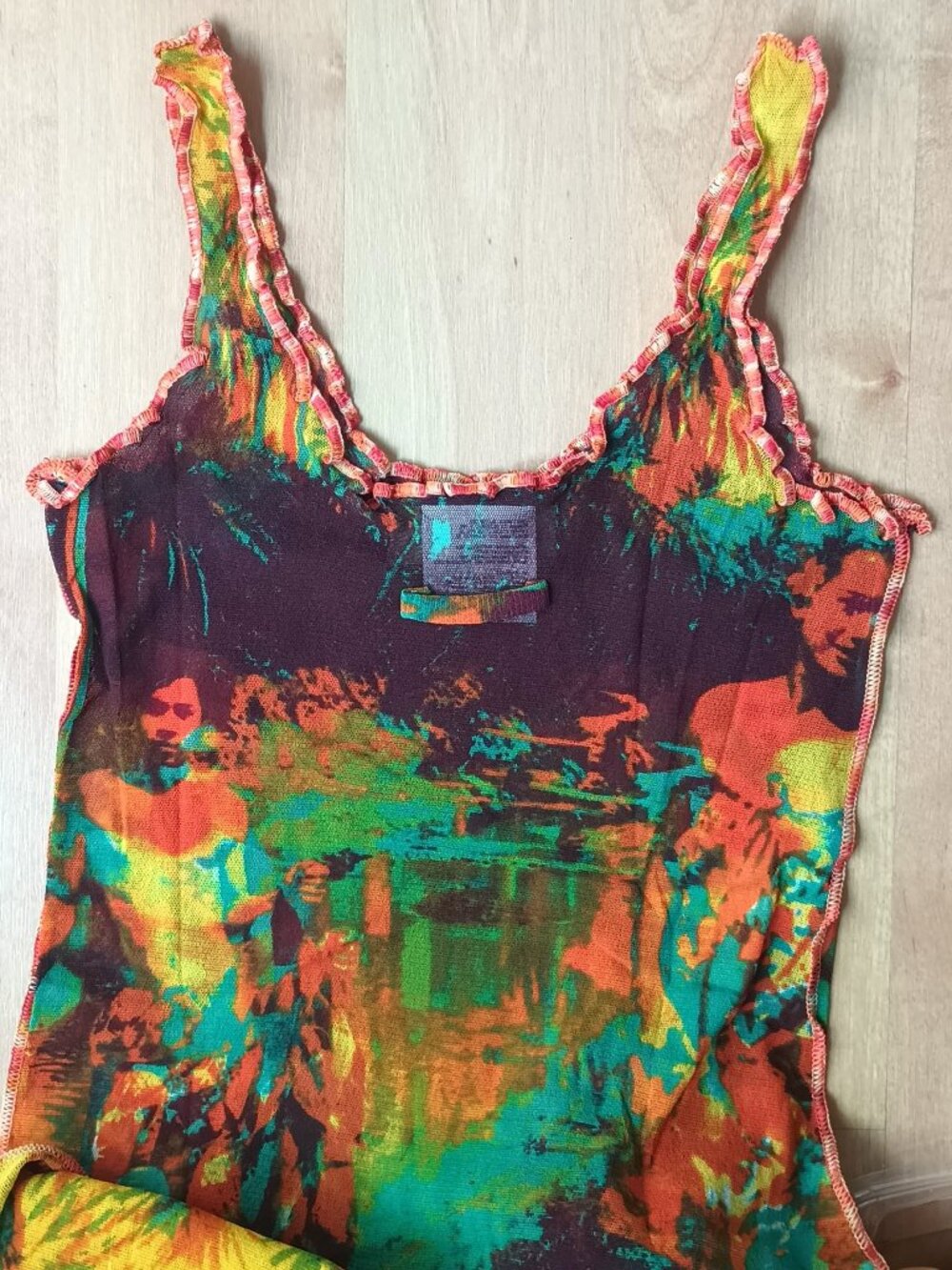 Vintage Jean Paul Gaultier-Gauguin Printed Mesh Dress-Iconic; Unworn Condition - Picture 9 of 13